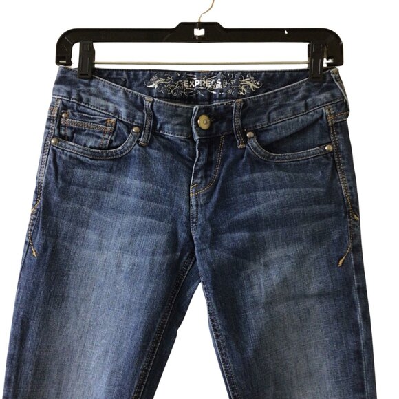 Express Jeans Women’s 0 Blue Stella Boot Cut Regular Fit Low Rise Denim Bootcut - Picture 3 of 10